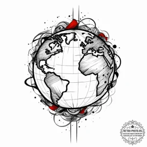 Tattoo sketch globe, tattoo sketch design, ro... - эскиз тату (№1755871175_0, 22.08.2025 13:59) — tattoo-photo.ru