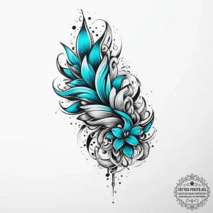 Tattoo sketch turquoise, concept art for tatt... - эскиз тату (№1755871382_0, 22.08.2025 14:03) — tattoo-photo.ru
