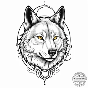 Tattoo sketch a wolf with a moon, tattoo sket... - эскиз тату (№1755874396_0, 22.08.2025 14:53) — tattoo-photo.ru