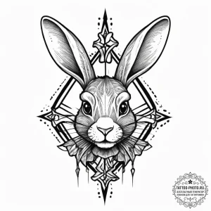 Tattoo sketch rabbit, ink illustration for ta... - эскиз тату (№1755874593_0, 22.08.2025 14:56) — tattoo-photo.ru