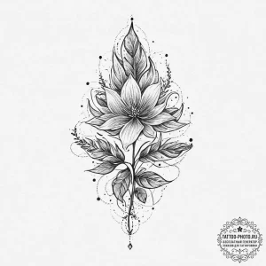 Tattoo sketch magical plant with sparkles, co... - эскиз тату (№1755879632_0, 22.08.2025 16:20) — tattoo-photo.ru