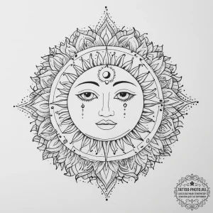 Tattoo sketch sun and moon united, tattoo dra... - эскиз тату (№1755880032_0, 22.08.2025 16:27) — tattoo-photo.ru