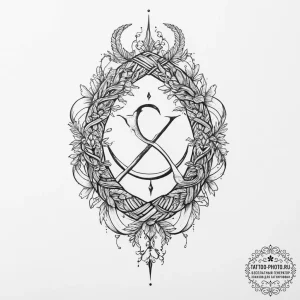 Tattoo sketch isa rune with a serpent, ink il... - эскиз тату (№1755881433_0, 22.08.2025 16:50) — tattoo-photo.ru