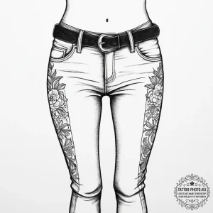 Tattoo sketch jeans with a belt, tattoo drawi... - эскиз тату (№1755881833_0, 22.08.2025 16:57) — tattoo-photo.ru