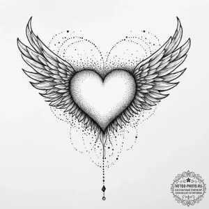 Tattoo sketch flying heart with wings, artist... - эскиз тату (№1755883634_0, 22.08.2025 17:27) — tattoo-photo.ru