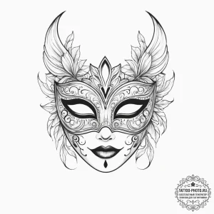 Tattoo sketch masquerade mask half, artistic... - эскиз тату (№1755883844_0, 22.08.2025 17:30) — tattoo-photo.ru