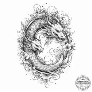 Tattoo sketch dragon, concept art for tattoo,... - эскиз тату (№1755884643_0, 22.08.2025 17:44) — tattoo-photo.ru