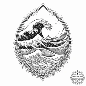 Tattoo sketch ocean waves, tattoo line art, c... - эскиз тату (№1755885244_0, 22.08.2025 17:54) — tattoo-photo.ru