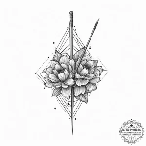 Tattoo sketch knitting a pair of knitting nee... - эскиз тату (№1755885443_0, 22.08.2025 17:57) — tattoo-photo.ru