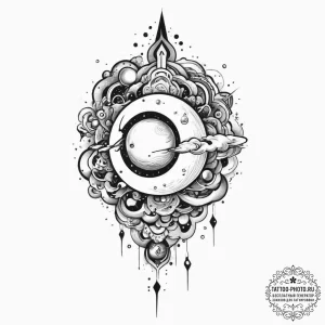 Tattoo sketch cosmic domain, ink illustration... - эскиз тату (№1755886645_0, 22.08.2025 18:17) — tattoo-photo.ru