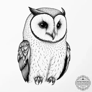 Tattoo sketch barn owl, tattoo line art, dotw... - эскиз тату (№1755887451_0, 22.08.2025 18:30) — tattoo-photo.ru