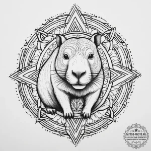 Tattoo sketch capybara, concept art for tatto... - эскиз тату (№1755890266_0, 22.08.2025 19:17) — tattoo-photo.ru