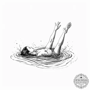 Tattoo sketch swimming person in water, artis... - эскиз тату (№1755890863_0, 22.08.2025 19:27) — tattoo-photo.ru