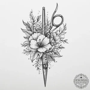 Tattoo sketch florist a person with shears, i... - эскиз тату (№1755892290_0, 22.08.2025 19:51) — tattoo-photo.ru