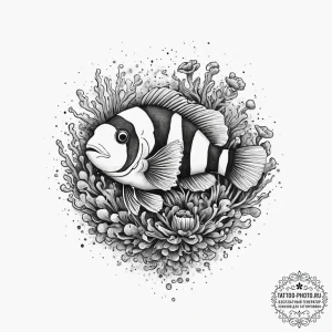 Tattoo sketch anemonefish, tattoo line art, d... - эскиз тату (№1755895498_0, 22.08.2025 20:44) — tattoo-photo.ru