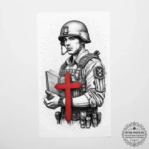 Tattoo sketch soldier with a book, tattoo ske... - эскиз тату (№1755895694_0, 22.08.2025 20:48) — tattoo-photo.ru