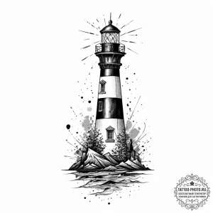 Tattoo sketch lighthouse, concept art for tat... - эскиз тату (№1755897290_0, 22.08.2025 21:14) — tattoo-photo.ru