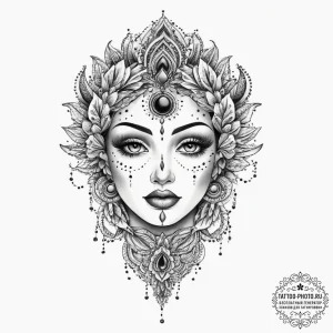 Tattoo sketch divine character, tattoo flash... - эскиз тату (№1755907223_0, 23.08.2025 00:00) — tattoo-photo.ru