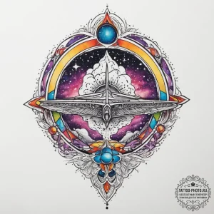 Tattoo sketch cosmic plane, artistic tattoo s... - эскиз тату (№1755907621_0, 23.08.2025 00:07) — tattoo-photo.ru