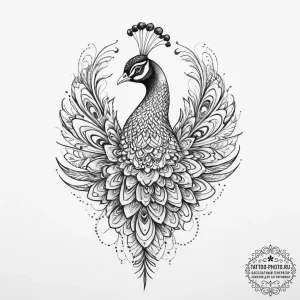 Tattoo sketch peacock tattoo - эскиз тату (№1755909413_0, 23.08.2025 00:36) — tattoo-photo.ru