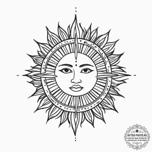 Tattoo sketch african sun, tattoo sketch desi... - эскиз тату (№1755909614_0, 23.08.2025 00:40) — tattoo-photo.ru