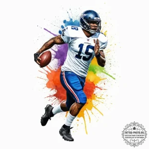Tattoo sketch american football player runnin... - эскиз тату (№1755910215_0, 23.08.2025 00:50) — tattoo-photo.ru