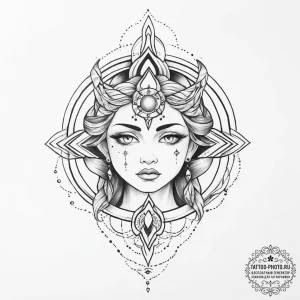 Tattoo sketch cosmic being - эскиз тату (№1755912206_0, 23.08.2025 01:23) — tattoo-photo.ru