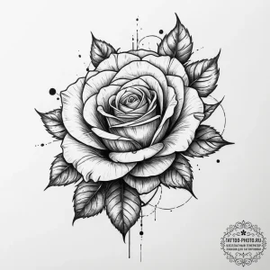 Tattoo sketch rose with a clock - эскиз тату (№1755913405_0, 23.08.2025 01:43) — tattoo-photo.ru