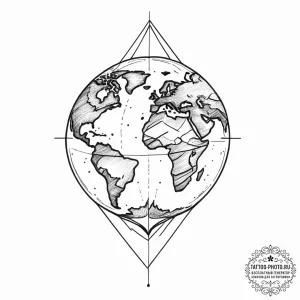 Tattoo sketch earth, tattoo line art, clean l... - эскиз тату (№1755915403_0, 23.08.2025 02:16) — tattoo-photo.ru