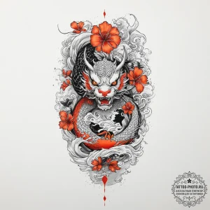 Tattoo sketch orange, tattoo line art, detail... - эскиз тату (№1755917578_0, 23.08.2025 02:52) — tattoo-photo.ru