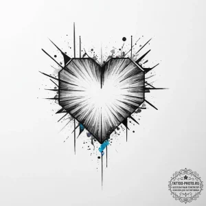 Tattoo sketch geometric heart, tattoo line ar... - эскиз тату (№1755919340_0, 23.08.2025 03:22) — tattoo-photo.ru