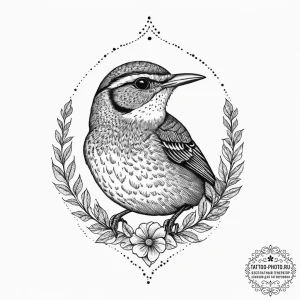 Tattoo sketch puns a wren that says "i'm a wr... - эскиз тату (№1755920322_0, 23.08.2025 03:38) — tattoo-photo.ru