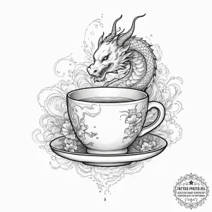 Tattoo sketch tea cup and saucer, tattoo draw... - эскиз тату (№1755921319_0, 23.08.2025 03:55) — tattoo-photo.ru