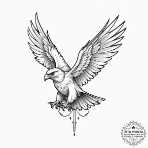 Tattoo sketch hawk, concept art for tattoo, o... - эскиз тату (№1755921516_0, 23.08.2025 03:58) — tattoo-photo.ru