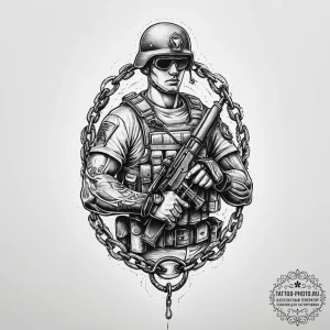 Tattoo sketch soldier with a chain, tattoo sk... - эскиз тату (№1755922309_0, 23.08.2025 04:11) — tattoo-photo.ru