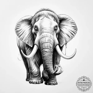 Tattoo sketch woolly mammoth - эскиз тату (№1755923499_0, 23.08.2025 04:31) — tattoo-photo.ru