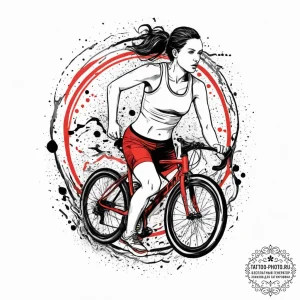 Tattoo sketch triathlon person running, swimm... - эскиз тату (№1755927673_0, 23.08.2025 05:41) — tattoo-photo.ru