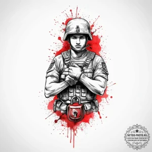 Tattoo sketch soldier with a lock, tattoo ske... - эскиз тату (№1755929266_0, 23.08.2025 06:07) — tattoo-photo.ru