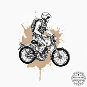 Tattoo sketch soldier with a bike, tattoo fla... - эскиз тату (№1755929666_0, 23.08.2025 06:14) — tattoo-photo.ru