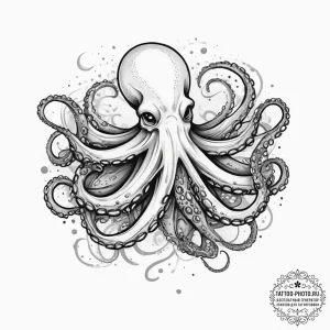 Tattoo sketch octopus, tattoo line art, black... - эскиз тату (№1755931037_0, 23.08.2025 06:37) — tattoo-photo.ru