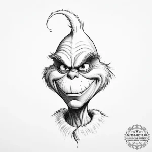 Tattoo sketch the grinch with a tail - эскиз тату (№1755932799_0, 23.08.2025 07:06) — tattoo-photo.ru