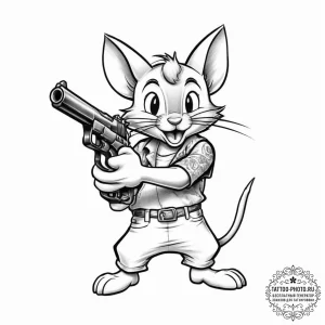 Tattoo sketch tom and jerry with a gun - эскиз тату (№1755933396_0, 23.08.2025 07:16) — tattoo-photo.ru