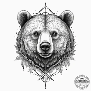 Tattoo sketch узор в виде медведя в лесу, tat... - эскиз тату (№1755935582_0, 23.08.2025 07:53) — tattoo-photo.ru