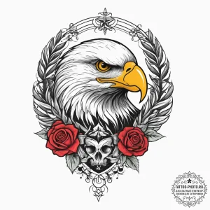 Tattoo sketch biker eagle with a flag, tattoo... - эскиз тату (№1755936185_0, 23.08.2025 08:03) — tattoo-photo.ru