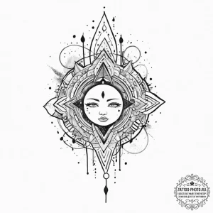 Tattoo sketch cosmic character, tattoo flash... - эскиз тату (№1755936592_0, 23.08.2025 08:09) — tattoo-photo.ru