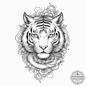 Tattoo sketch tiger face, artistic tattoo ske... - эскиз тату (№1755940394_0, 23.08.2025 09:13) — tattoo-photo.ru