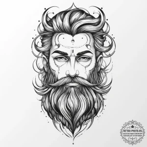 Tattoo sketch vodyanoy, the water spirit, wit... - эскиз тату (№1755941789_0, 23.08.2025 09:36) — tattoo-photo.ru