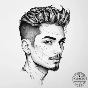 Tattoo sketch узор в виде мужского портрета,... - эскиз тату (№1755942767_0, 23.08.2025 09:52) — tattoo-photo.ru