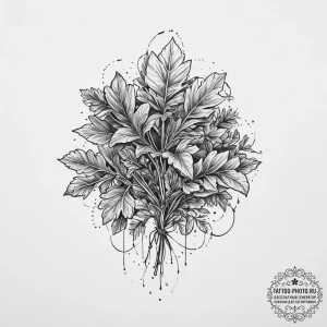 Tattoo sketch cilantro with a lime, concept a... - эскиз тату (№1755944530_0, 23.08.2025 10:22) — tattoo-photo.ru