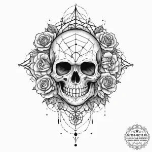 Tattoo sketch узор в виде черепа с паутиной,... - эскиз тату (№1755944922_0, 23.08.2025 10:28) — tattoo-photo.ru